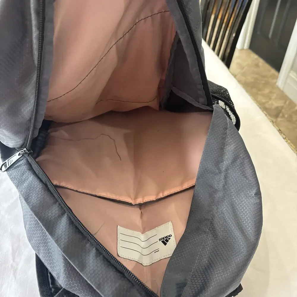 adidas Excel 6 Backpack Jersey Gray Rose Gold Laptop School Travel Book Bag